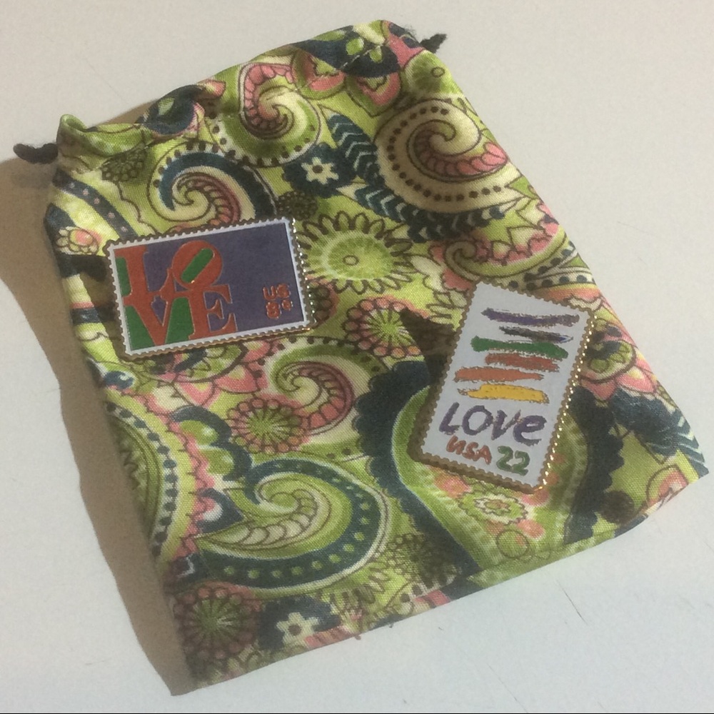 2 LOVE Stamp Pins USPS Postage Lapel Hat *DAMAGE